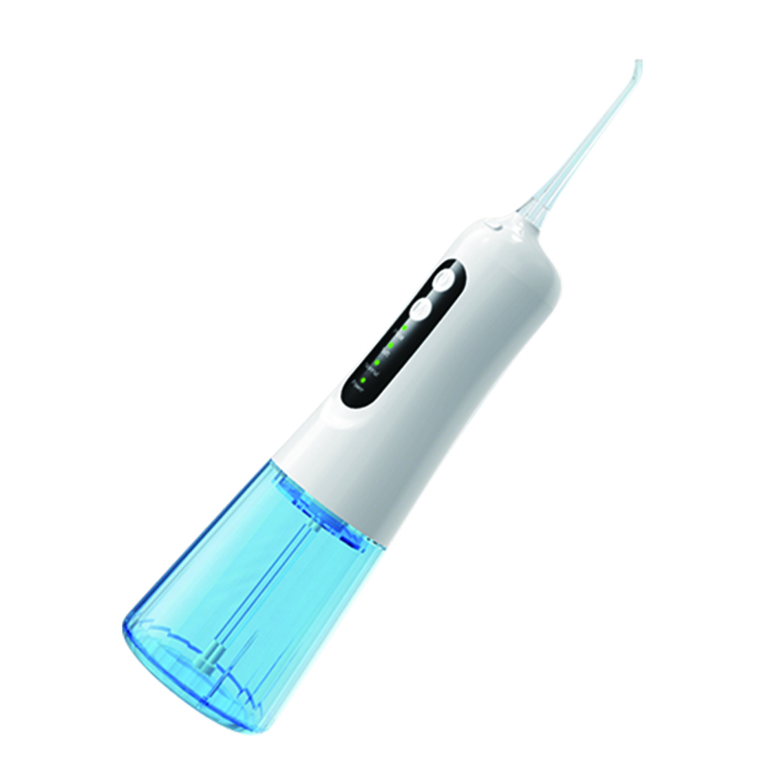 Irigator bucal si oral profesional Neo™ M208®, 140 PSI, portabil, 4 moduri de lucru, acumulator 1400mAh, multiple duze incluse, 300 ml, alb