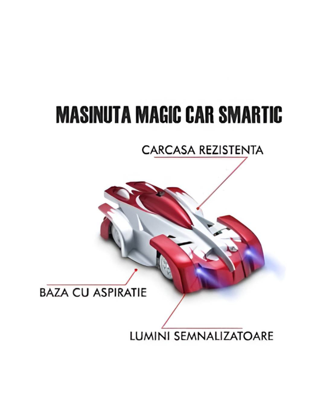 Masina de jucarie Neo™ cu telecomanda Wall Climber, merge pe pereti, rosu/argintiu