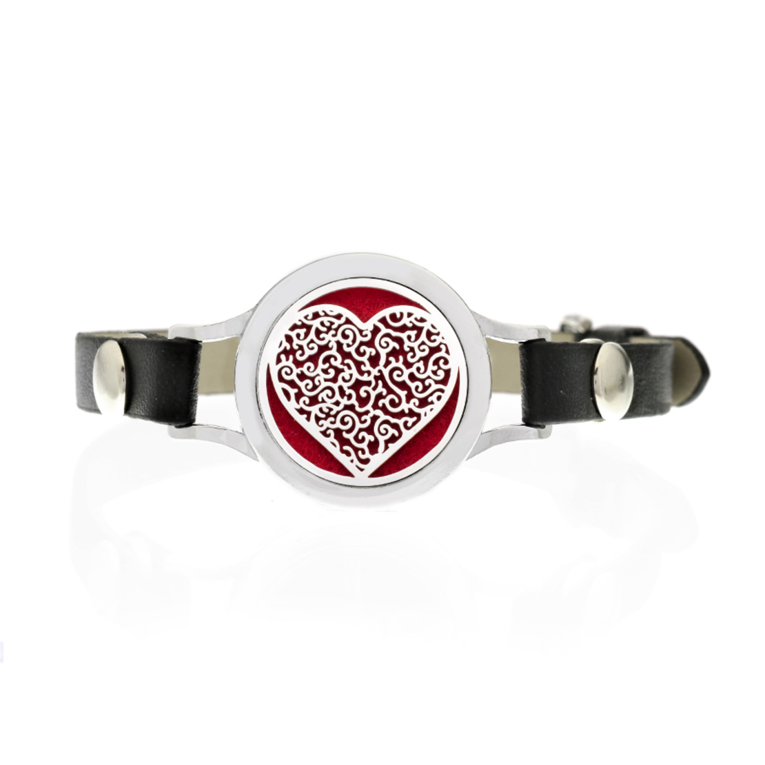 Bratara cu aromoterapie Neo™ WJ467, Red Heart, eco-friendly, aliaj de zinc si piele ecologica