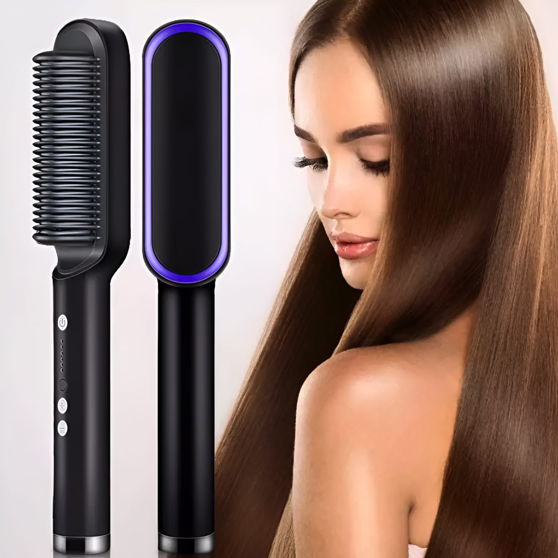 Perie electrica Neo™ profesionala pentru indreptat parul, pieptene pentru indreptat barba, coafat, negru