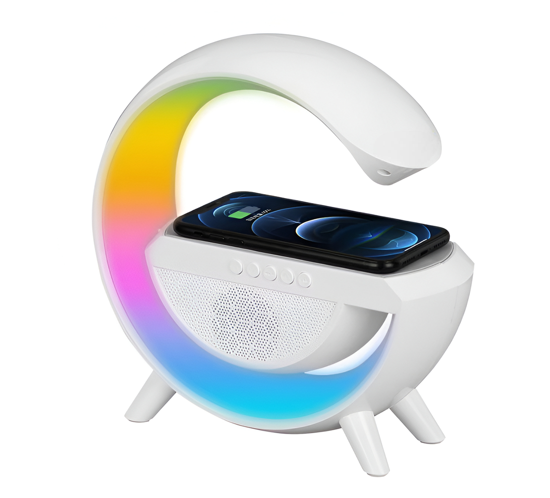Lampa 3 in 1 RGB Neo™, Fast Charging Wireless, Speaker, Bluetooth, Lumini Ambientale, Alba