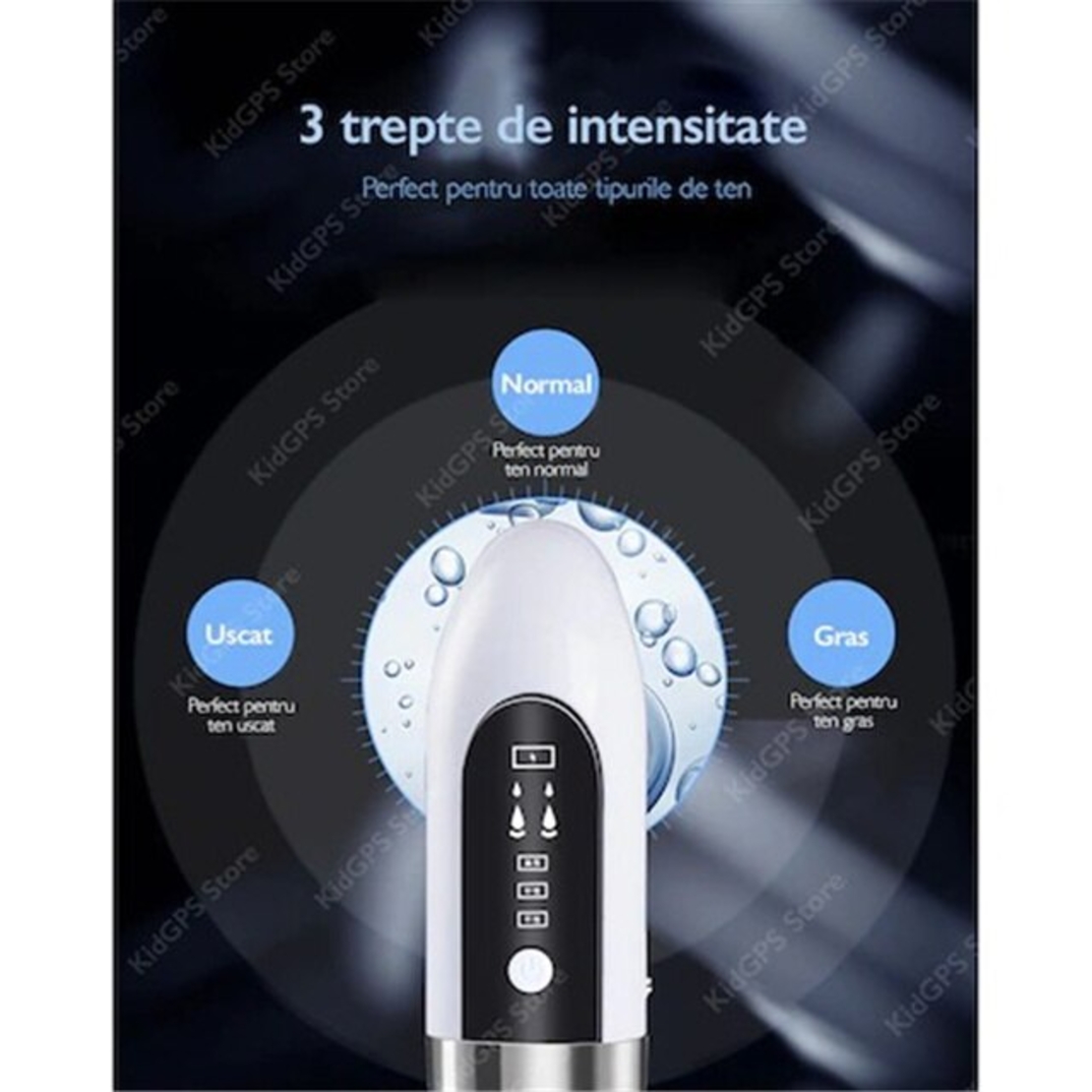 Aparat de Hidro Dermabraziune Neo™ Hidra Premium, pentru hidratare si curatare, indepartare puncte negre, incarcare USB, 3 moduri, 6 capete, Alb