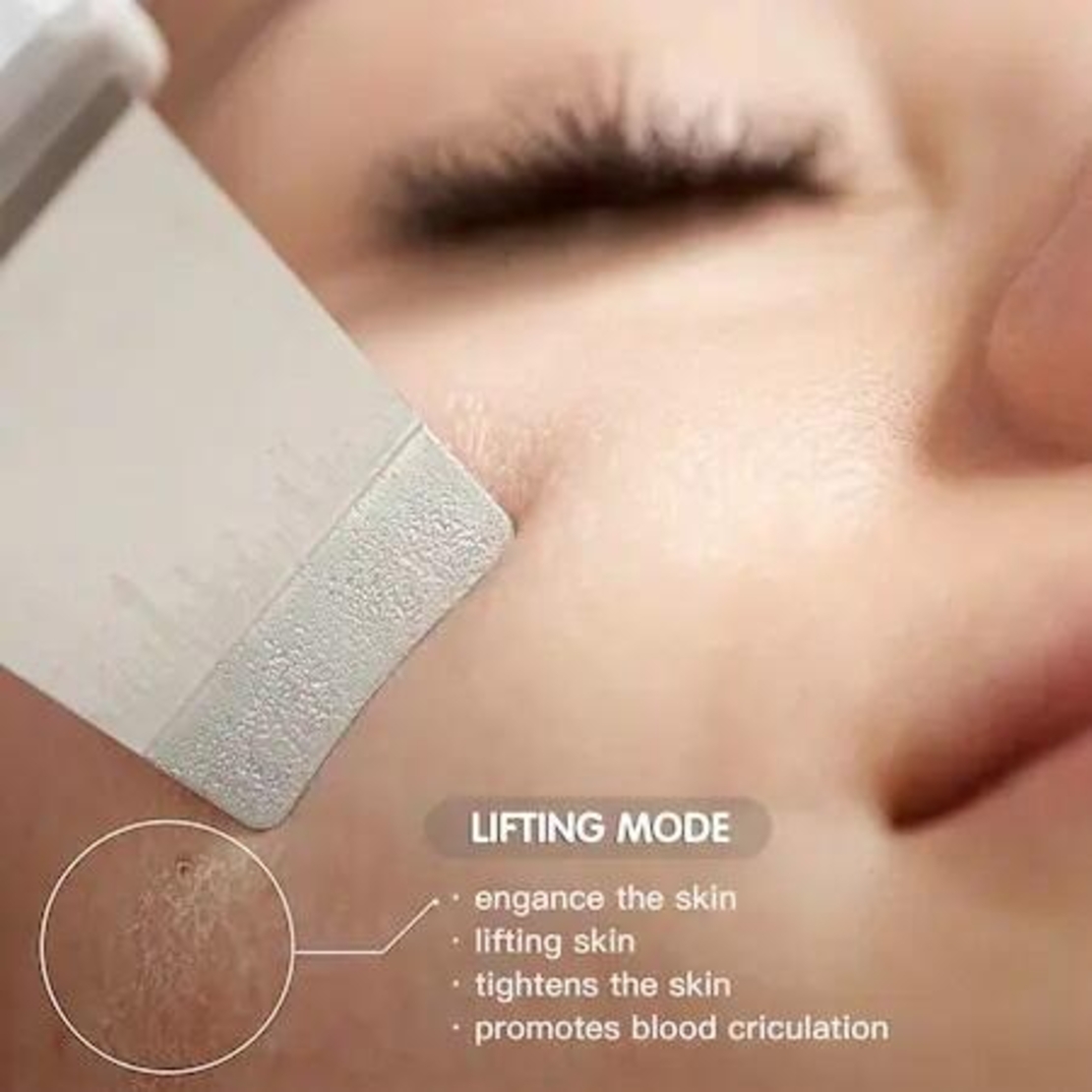 Aparat de curatare faciala cu ultrasunete, indepartare puncte negre, hidratare, curatare ten, anti rid, anti imbatranire, acumulator, alb