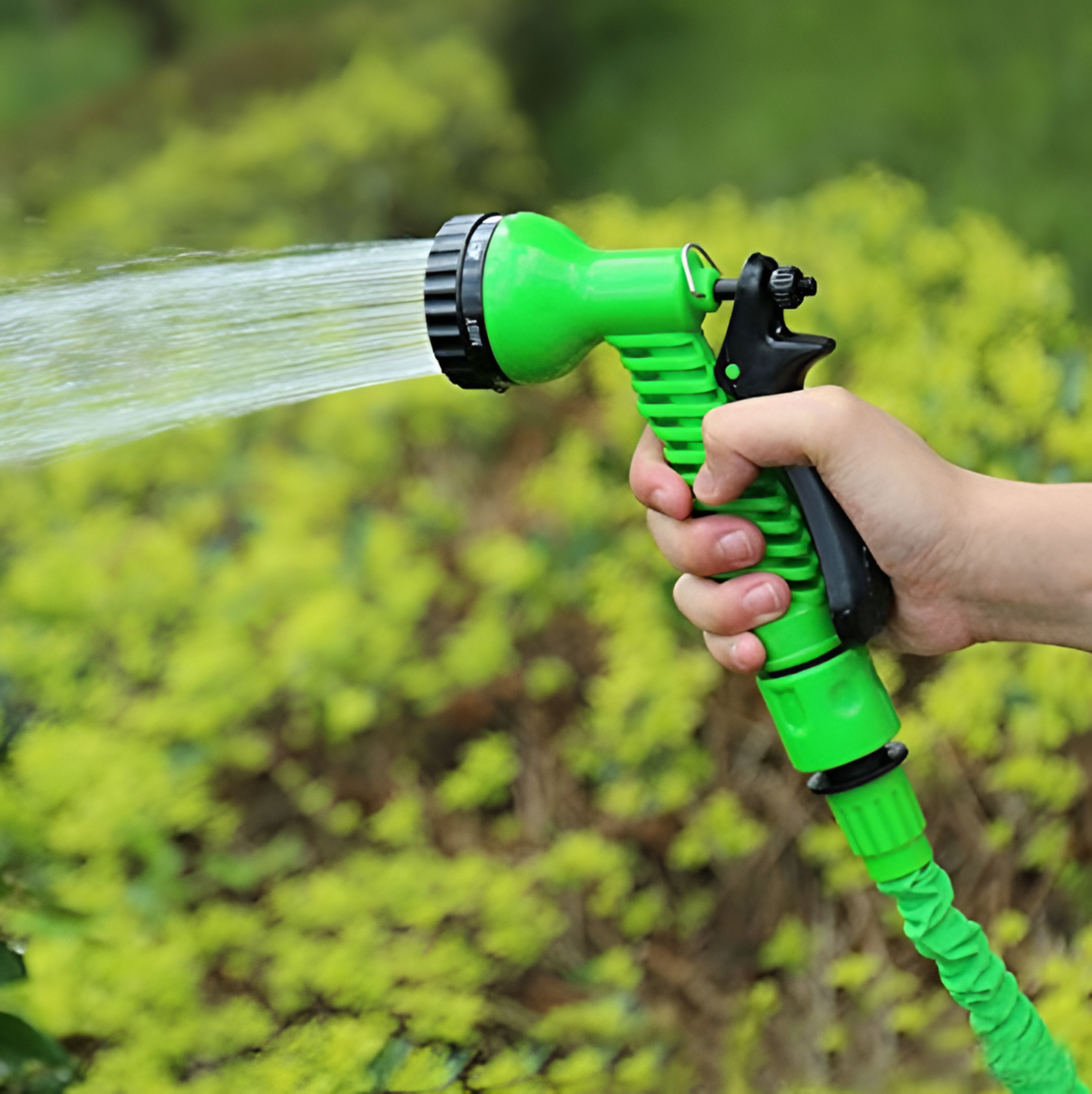 Furtun de Udat Gradina Extensibil, cu 7 Functii, cu Pistol de Udat, 60 metri, Conectori Inclusi, Verde, Neo™