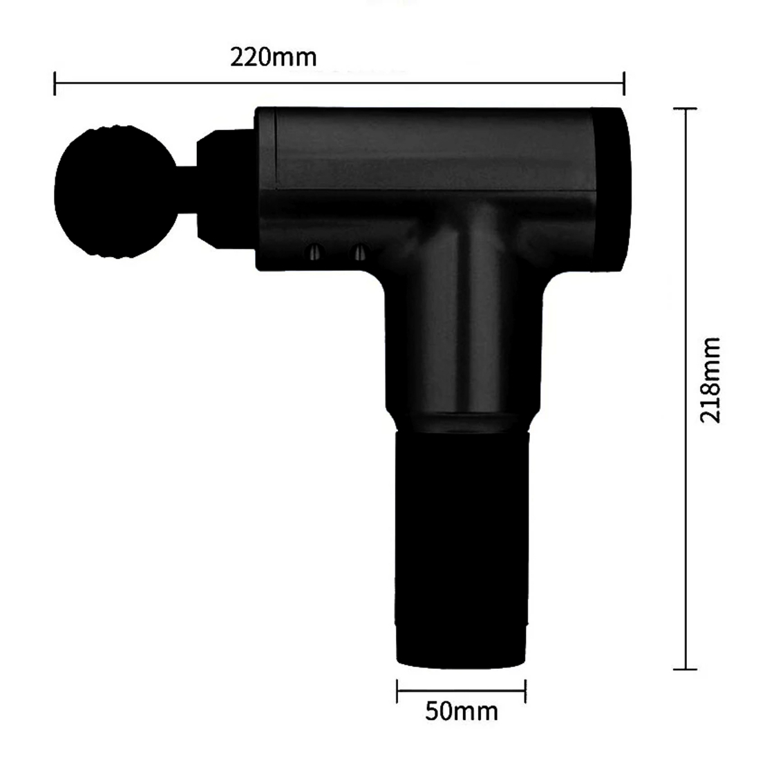 Aparat de Masaj Profesional, cu 4 capete interschimbabile si 6 trepte de intensitate, Neo™ Professional Gun®, pentru dureri musculare, reumatice, anticelulitic, Negru