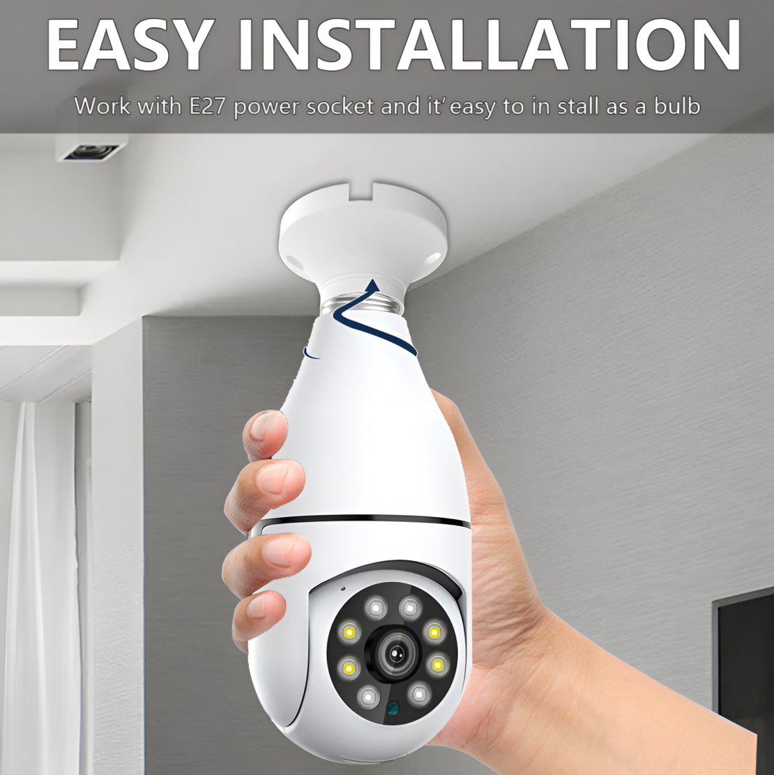 Camera IP PTZ Wireless NEO™, cu Viziune de noapte Audio bidirectional, Urmarire Automata, E27, Tip Bec, Wifi 4MP