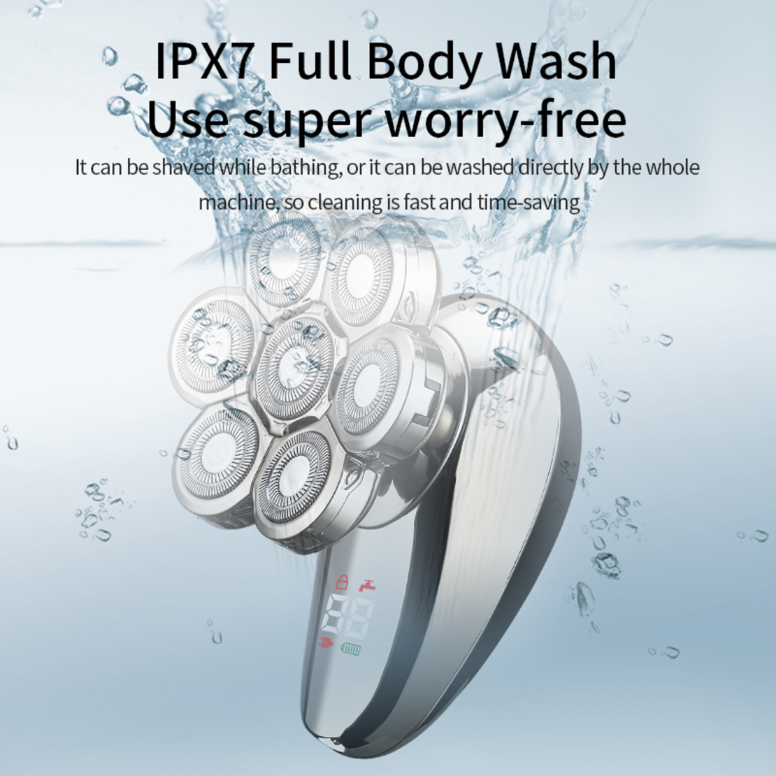 Aparat de ras electric 7D, Neo™ 7 Blade Samurai®, multifunctional, fara fir, incarcare USB, 100% rezistent la apa, 7 lame independente, usor de curatat, sistem 7 in 1, Silver