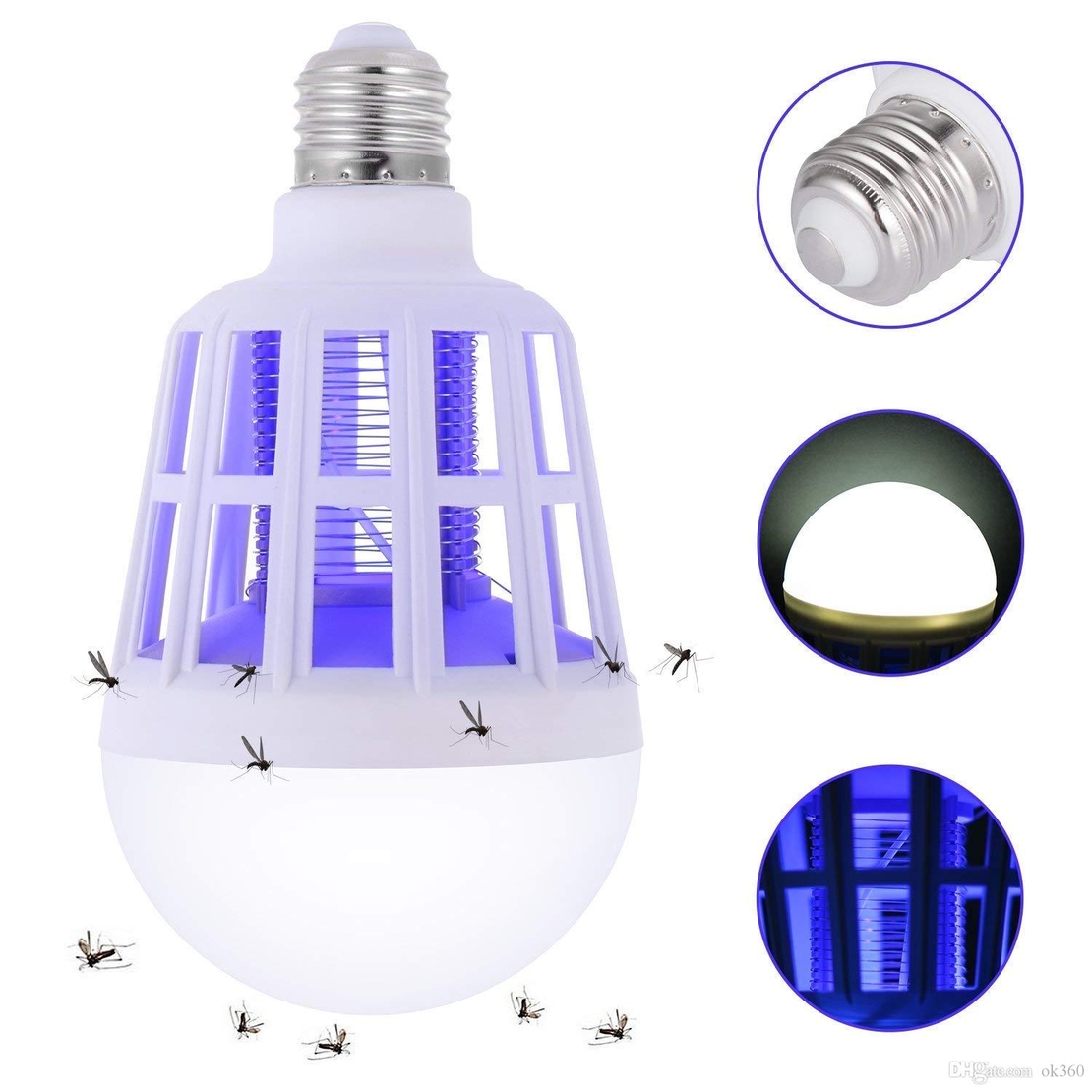 Bec LED Anti tantari muste fluturi Neo™ Mosquito Killer Lamp®, cu lumina alba naturala puternica 15W E27 Bec 2 in1 Cu Lampa UV Impotriva insectelor