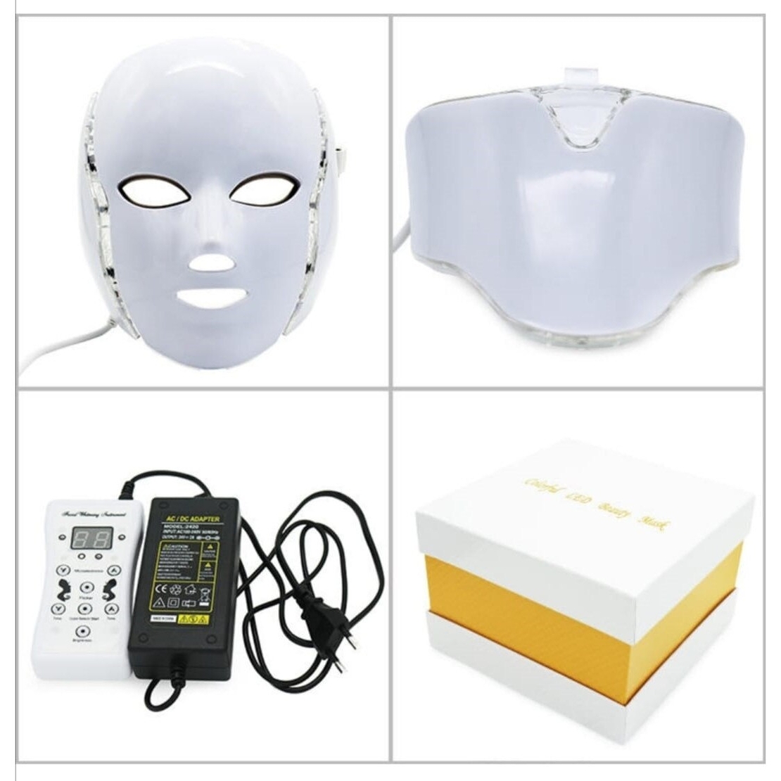 Masca Fototerapie Fata LED, Curent Galvanic, Anti-imbatranire, Indepartare Riduri fine, Lifting, Cearcane 7 Culori LED Facial 9 trepte