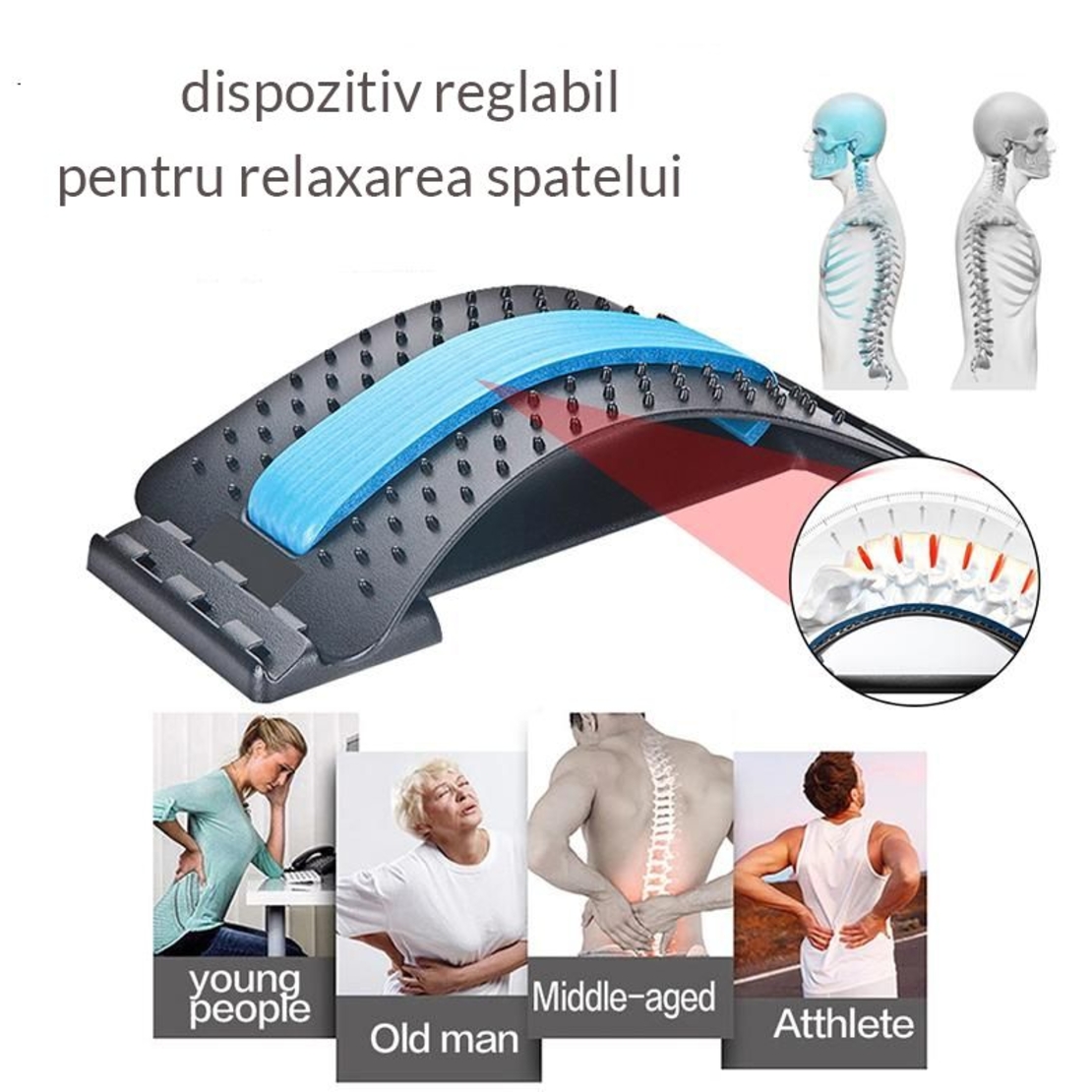 Dispozitiv reglabil pentru intindere si relaxare lombara BackFlex
