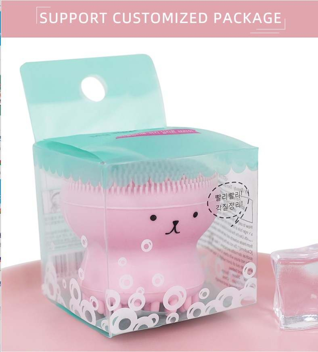 Dispozitiv curatare faciala si exfoliere din silicon, cu burete absorbant, deschide porii si inlatura delicat impuritatile, Neo™ Octopus, Roz