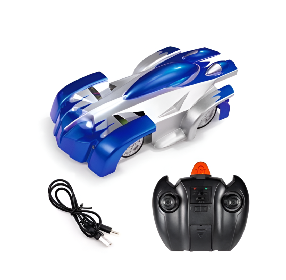 Masina de jucarie Neo™ cu telecomanda Wall Climber, merge pe pereti, albastru/argintiu