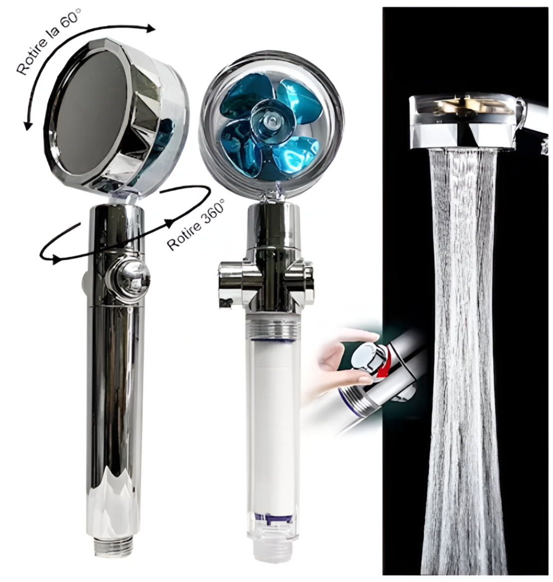 Cap de Dus cu Presiune Neo™, 360°, turbo Incorporat, Presiune reglabila, Albastru