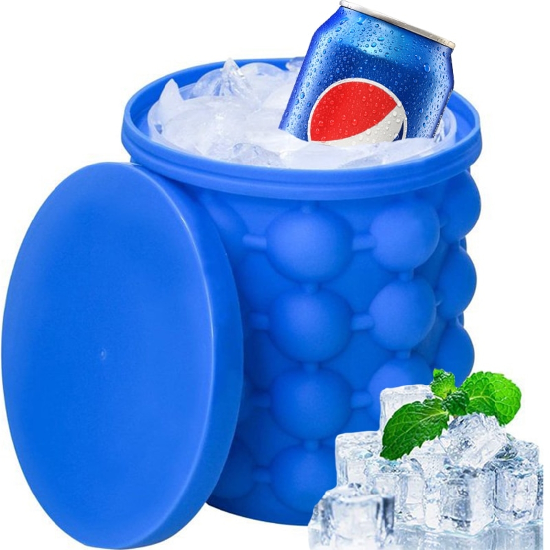 Frapiera Pentru Racirea Bauturilor, Neo™ Ice-Ice-Baby®, din Silicon Fara BPA, Capac Inclus, 120 De Cuburi, 11x11x12cm, Albastru