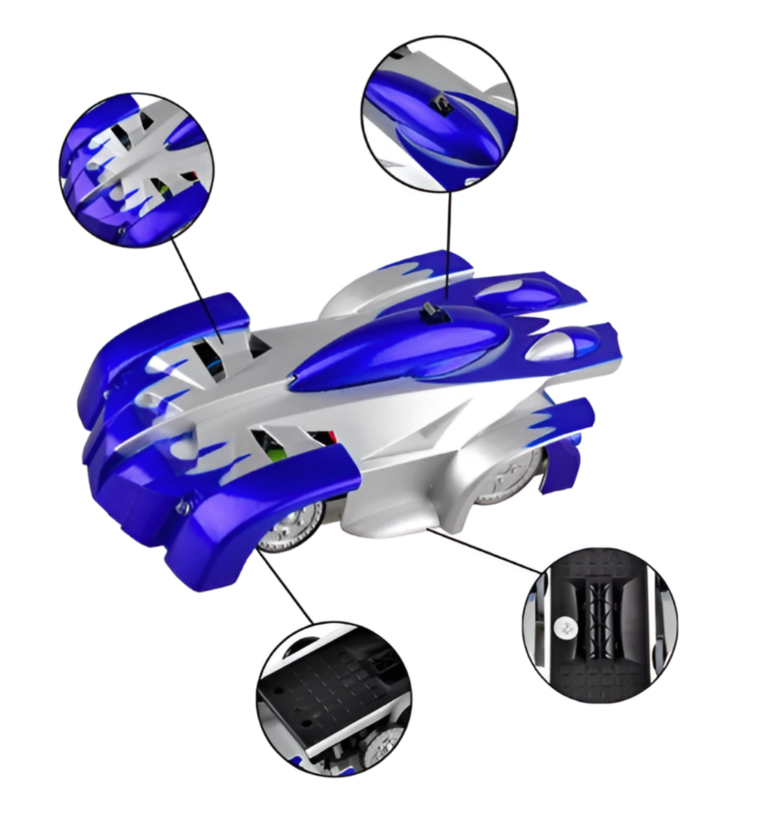 Masina de jucarie Neo™ cu telecomanda Wall Climber, merge pe pereti, albastru/argintiu