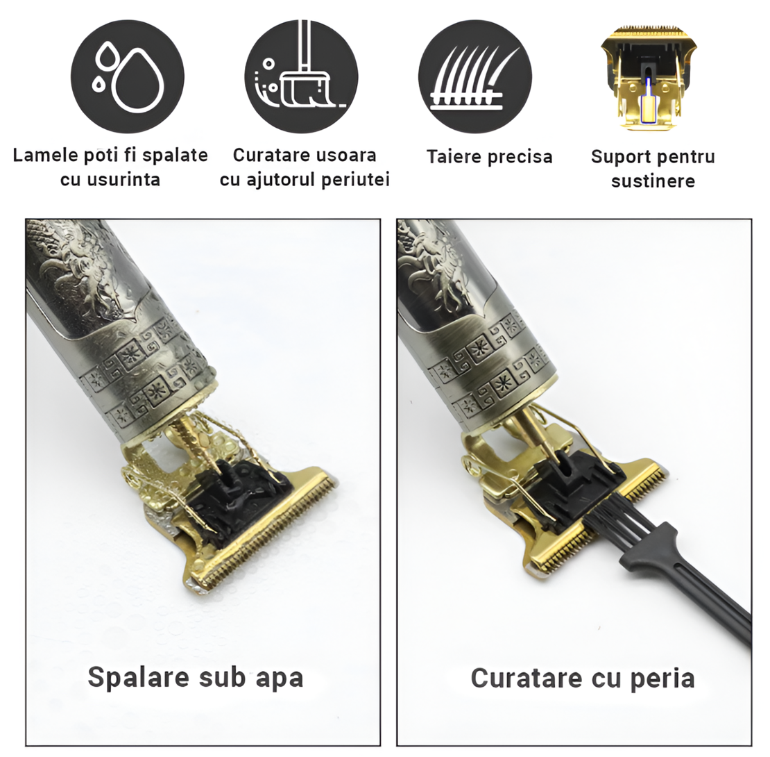 Masina de Tuns NEO™, Trimmer Vintage, pentru Tundere, Conturare, cu Acumulator