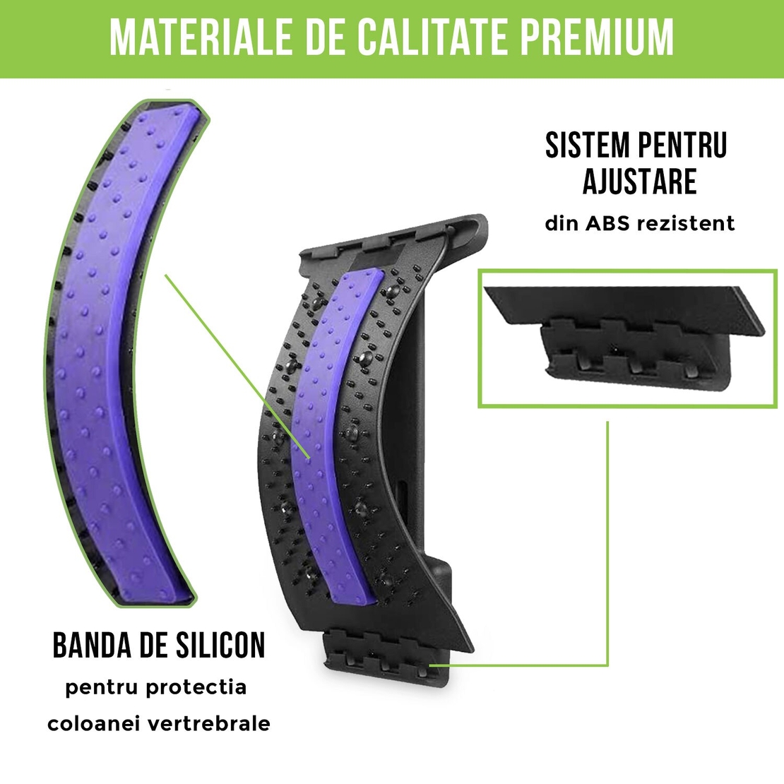 Dispozitiv de Masaj Lombar Neo™ cu Functie de Presopunctura si Stretching maxim 150 kg, Indigo