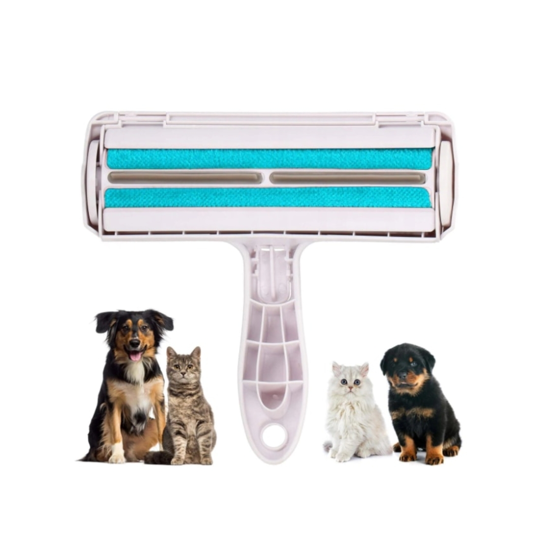 Set Format din Perie cu Rola si barete de cauciuc, Neo™ Pet®, cu compartiment pentru colectarea blanii si parului, Albastru si Manusa Periat Animale Neo™ Pet®, Rosie, 23X16.5CM