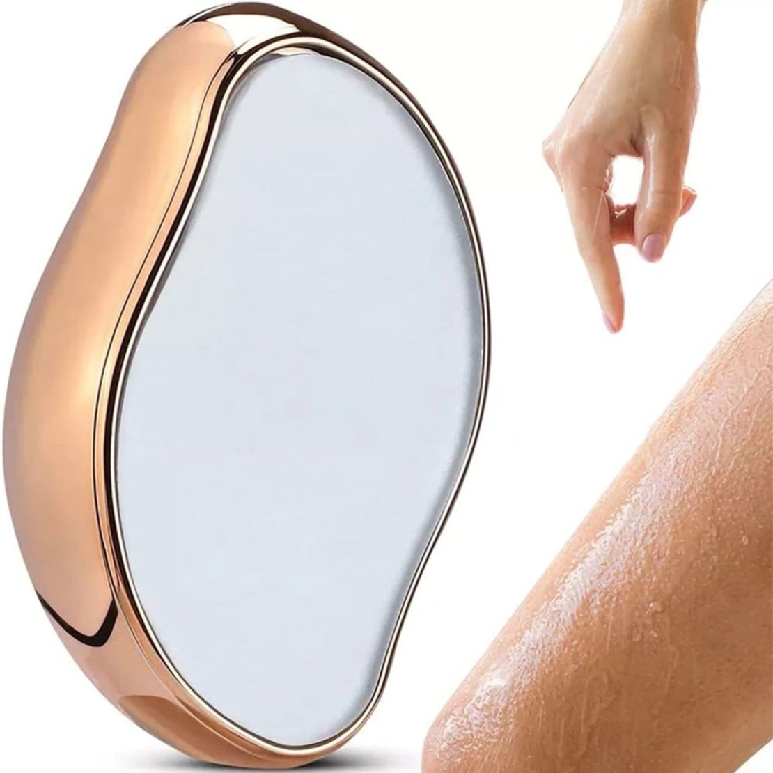Dispozitiv de Epilare prin Frecare cu cristale, pentru indepartarea parului si exfoliere, reutilizabil, fara durere, Auriu