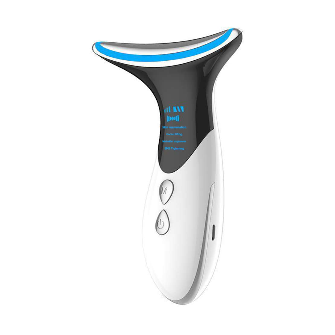 Dispozitiv de Lifting si Rejuvenare Faciala 3 in 1 Neo Premium, cu functii multiple, curatare, masaj antirid, inchidere pori, Silver Blue