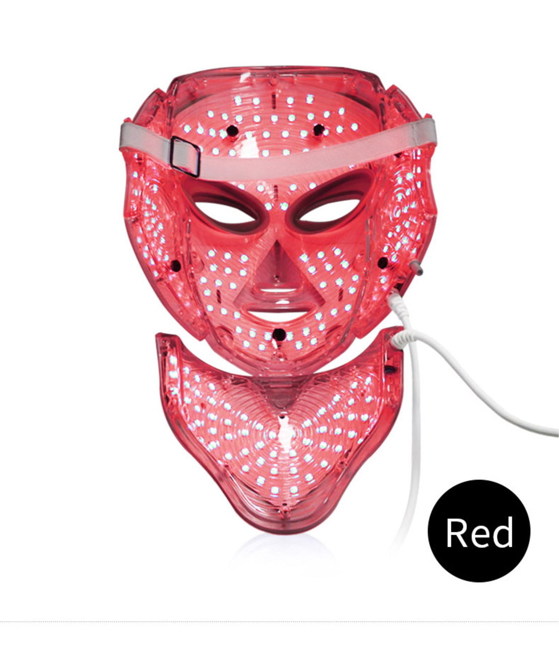 Masca LED Cosmetica Tratament Fotoni Fata si Gat, Neo™ Beauty, Anti-imbatranire, Anti-Acnee, Functie de Lifting, 7 Culori LED, Tratament non invaziv, Alba
