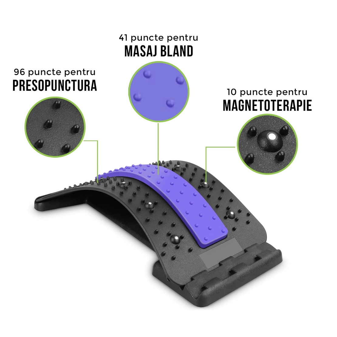Dispozitiv de Masaj Lombar Neo™ cu Functie de Presopunctura si Stretching maxim 150 kg, Indigo
