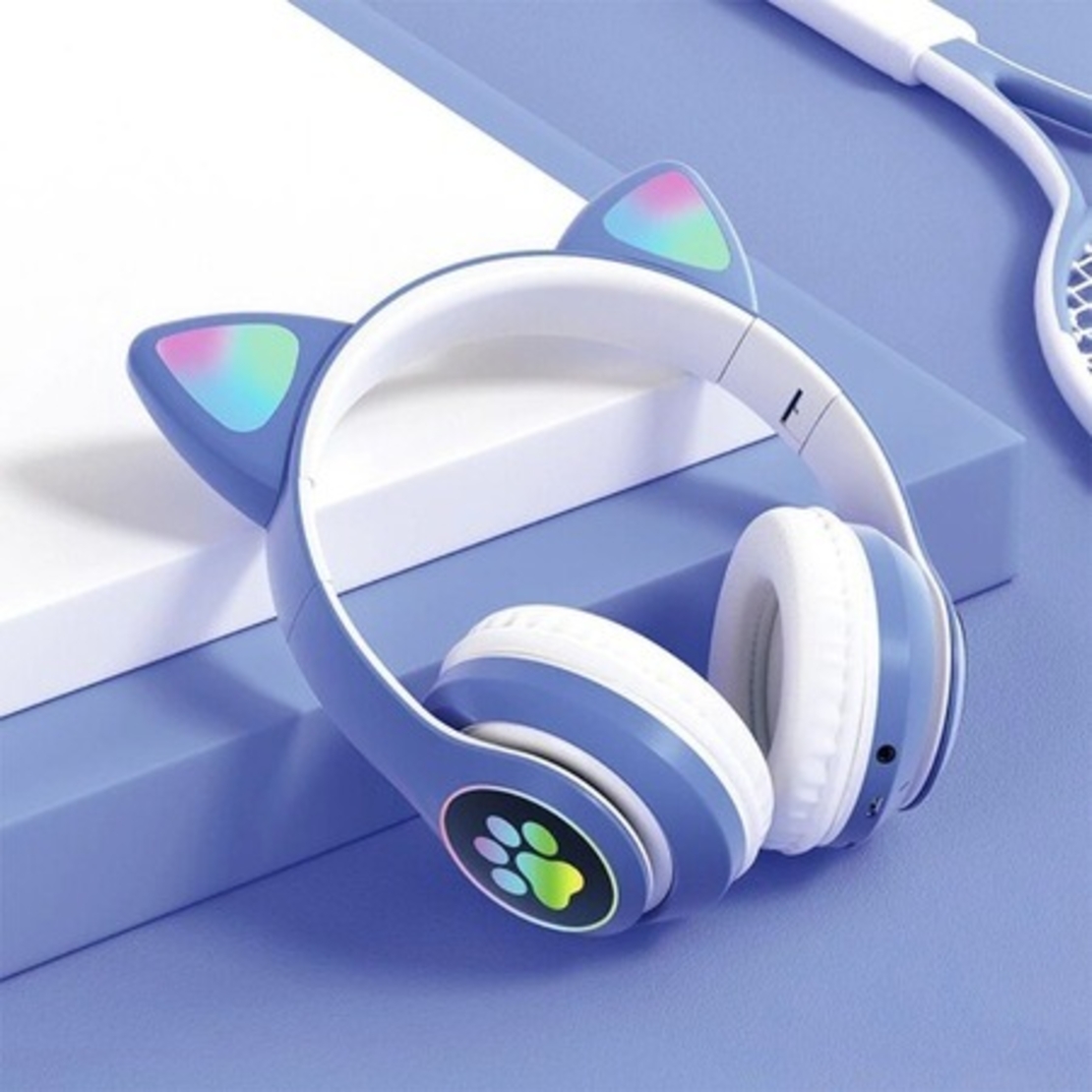 Casti wireless cu urechi de pisica, Neo™ Soundy® pliabile STN-28 Albastru