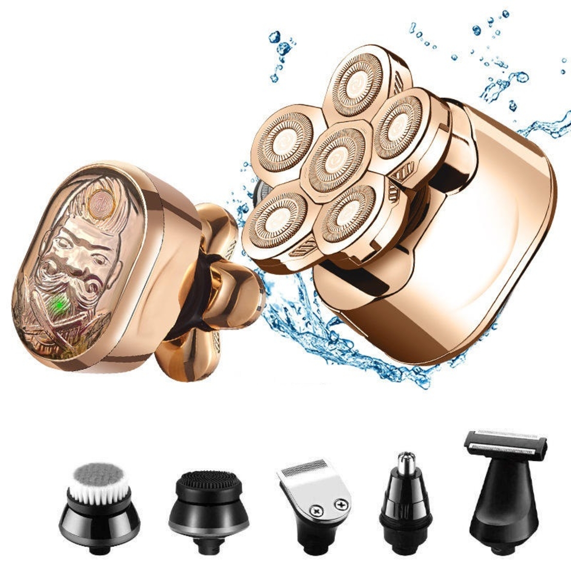 Aparat de ras electric 6D, Neo™ 6 Blade Samurai®, multifunctional, fara fir, incarcare USB, 100% rezistent la apa, 6 lame independente, usor de curatat, sistem 6 in 1, Gold
