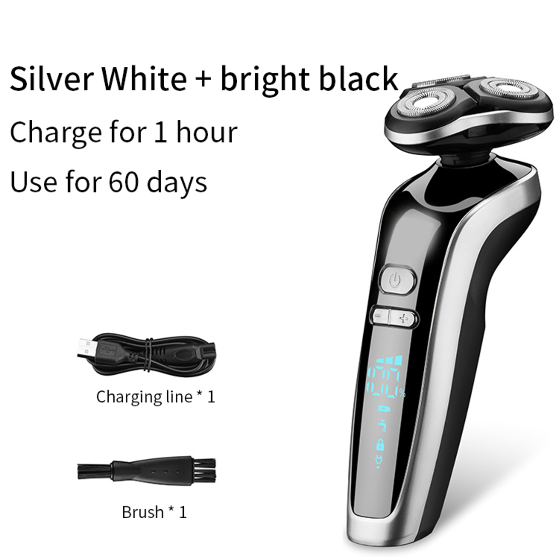 Aparat de ras electric 7 Capete, cu maner lung, Neo™ Blade 3D Samurai®, functie de trimmer, multifunctional, fara fir, incarcare USB, rezistent la apa, 3 lame independente, usor de curatat, sistem 7 in 1, Black-Silver