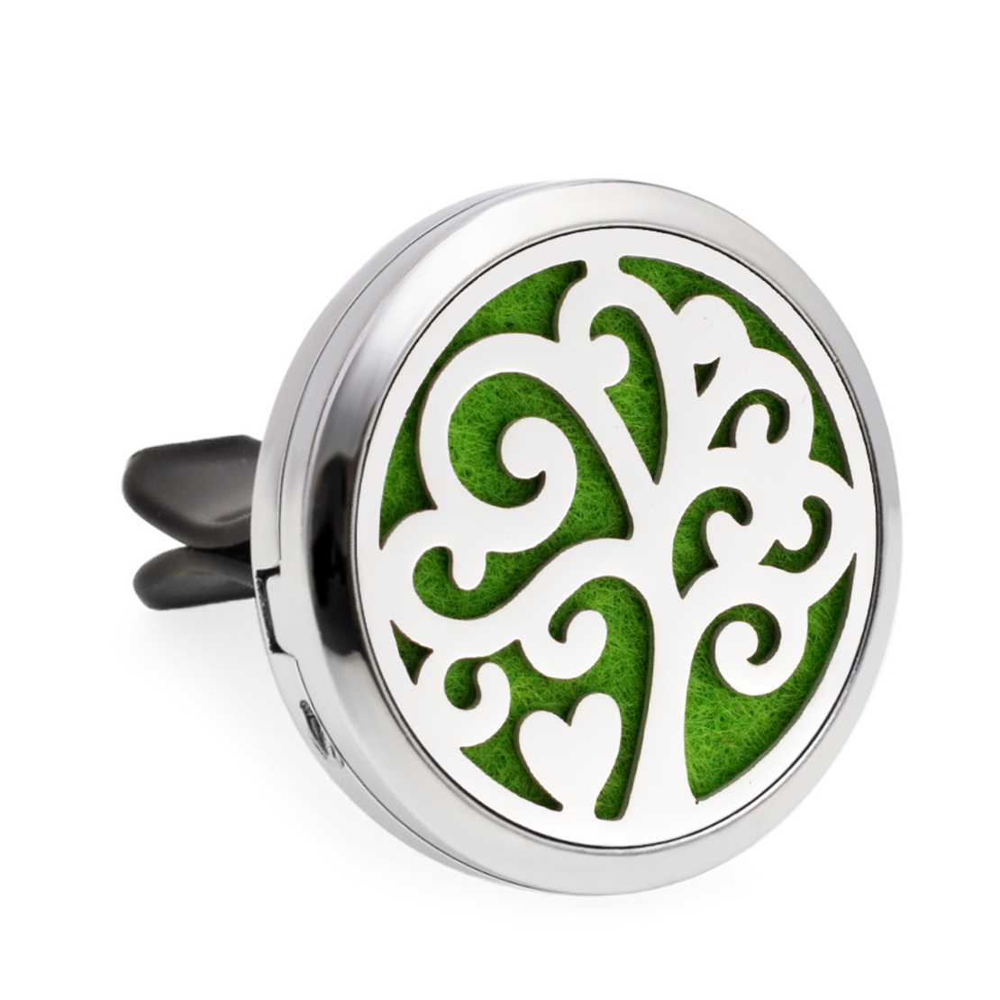 Difuzor auto aromoterapie Neo™ HG488, Tree of Life Stylish Love, 1 pad burete inclus, cu uleiuri esentiale, eco friendly, otel inoxidabil