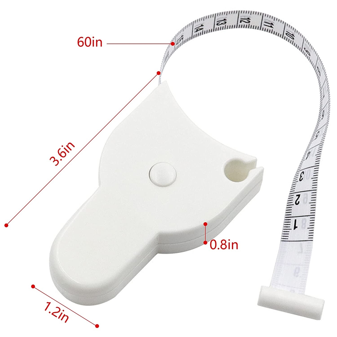 Ruleta de croitorie Neo™, F150, Auto-strangere, Lungime de pana la 150 cm/60 inch, Stift de blocare, Alb