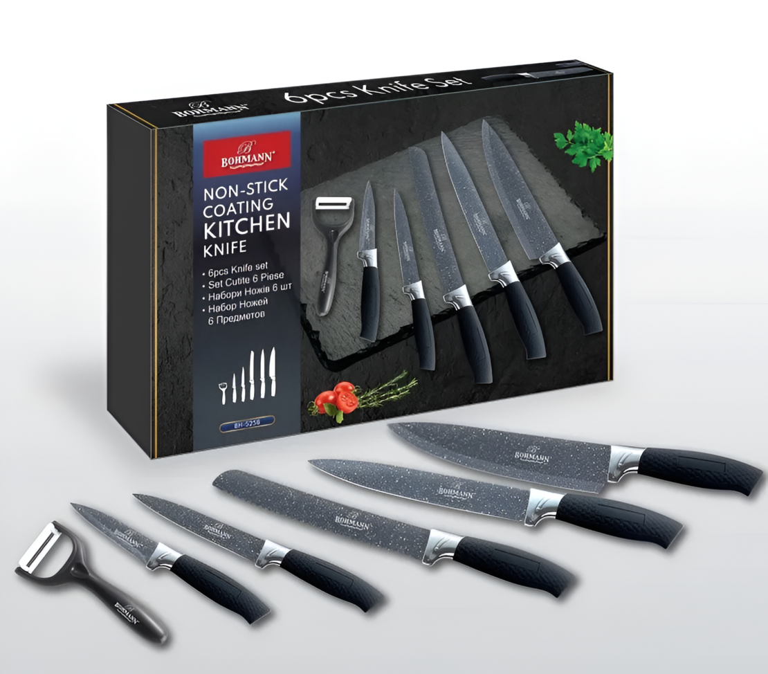 Set de cutite din 6 piese NEO™ BH-5258, Lama din Granit, Maner Soft Touch