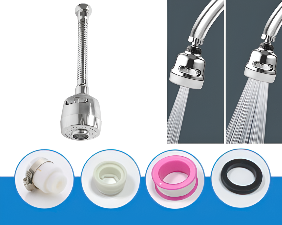 Aerator Neo™, Prelungitor, Rotire 360, 2 Moduri de Pulverizare, 18.5 CM, Argintiu
