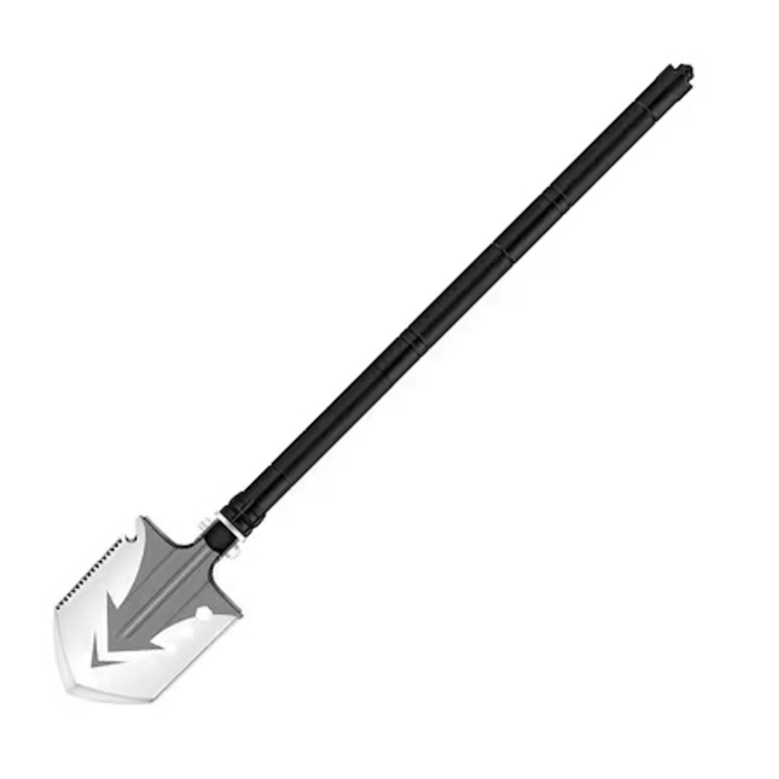 Lopata Multifunctionala Metalica Negru, functie cremene, cutit, fluier, surubelnita, cu piese usor de asamblat prin infiletare, maner lung, Neo™ Campy®