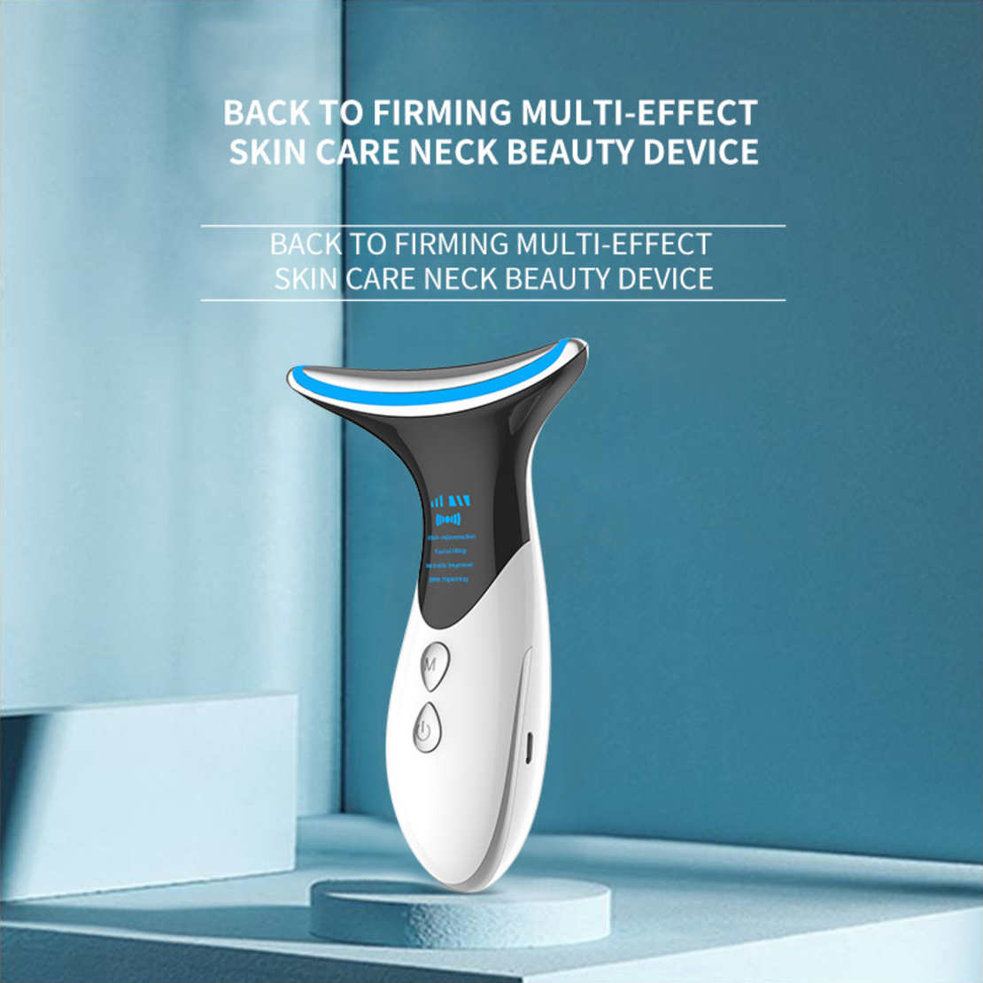 Dispozitiv de Lifting si Rejuvenare Faciala 3 in 1 Neo Premium, cu functii multiple, curatare, masaj antirid, inchidere pori, Silver Blue
