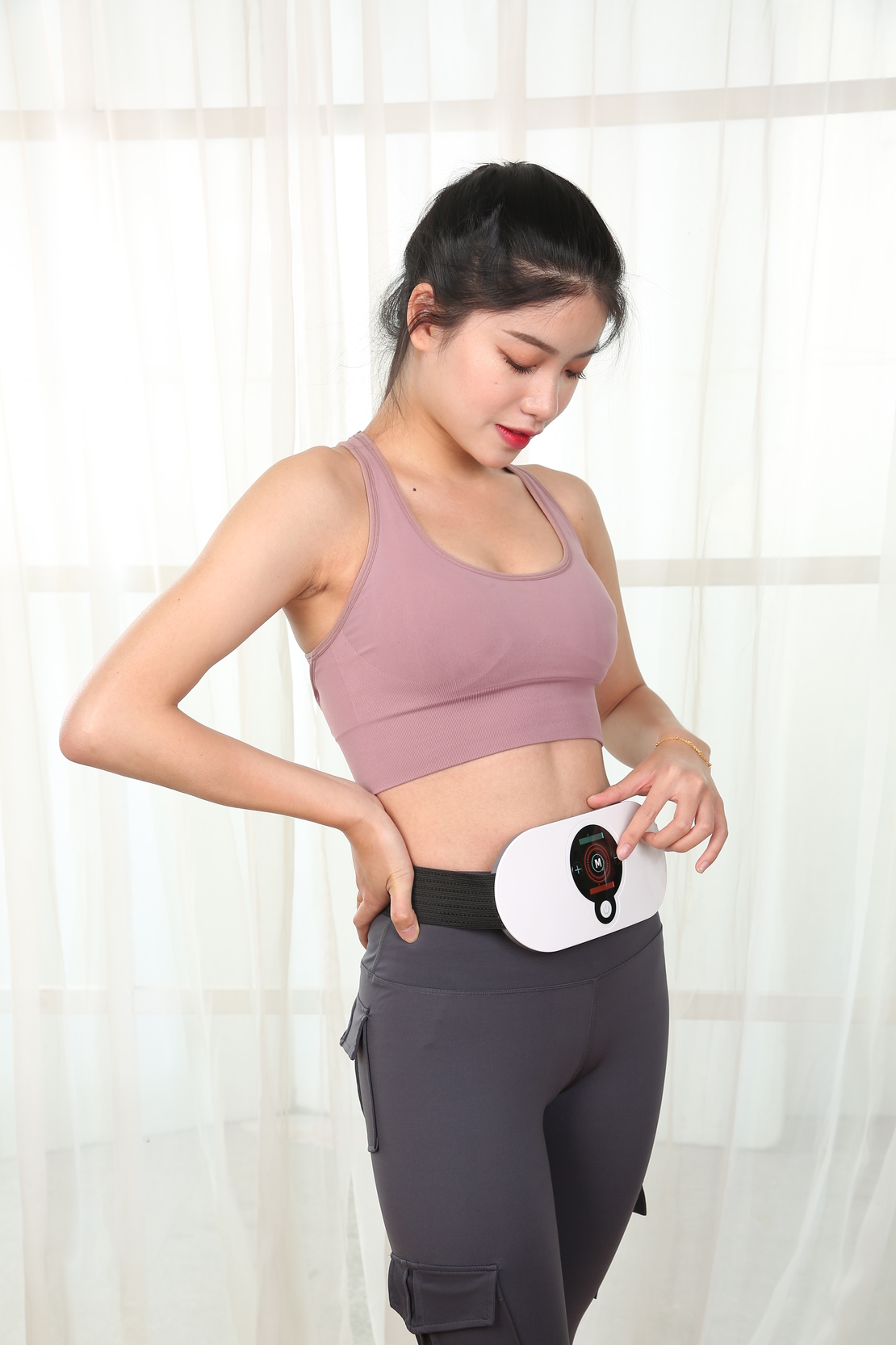 Centura Masaj cu electrostimulare si infrarosu, Neo™ Premium, cu 5 programe de masaj si 18 niveluri de intensitate, pentru slabit, tonifiere si masaj abdomen, fese, coapse, spate
