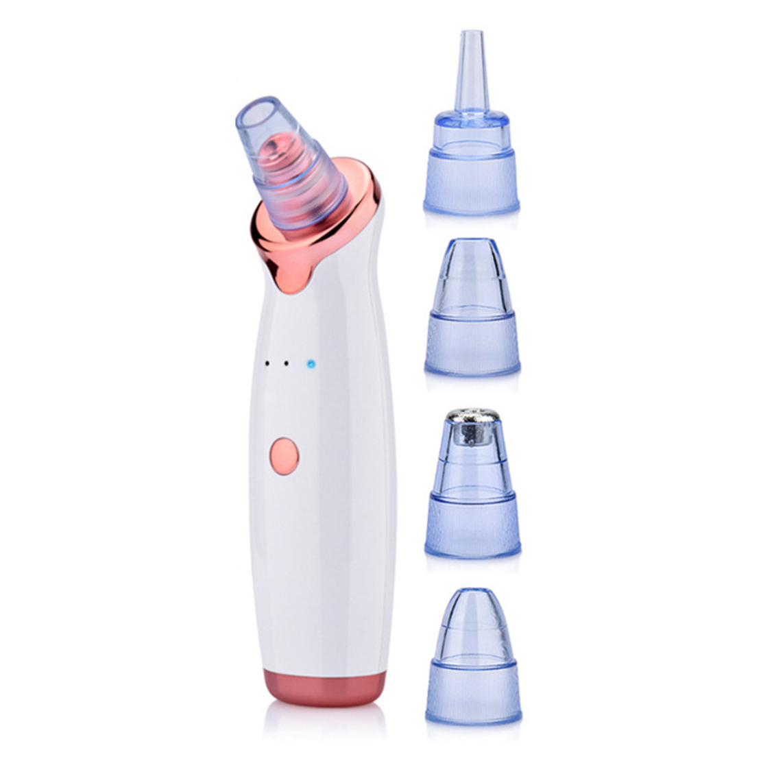 Aparat indepartat puncte negre, Neo™ Premium, cu vacuum, 5 capete, Puteri ajustabile, Ingrijire faciala, Curatare faciala, Acnee, Incarcare USB, Alb