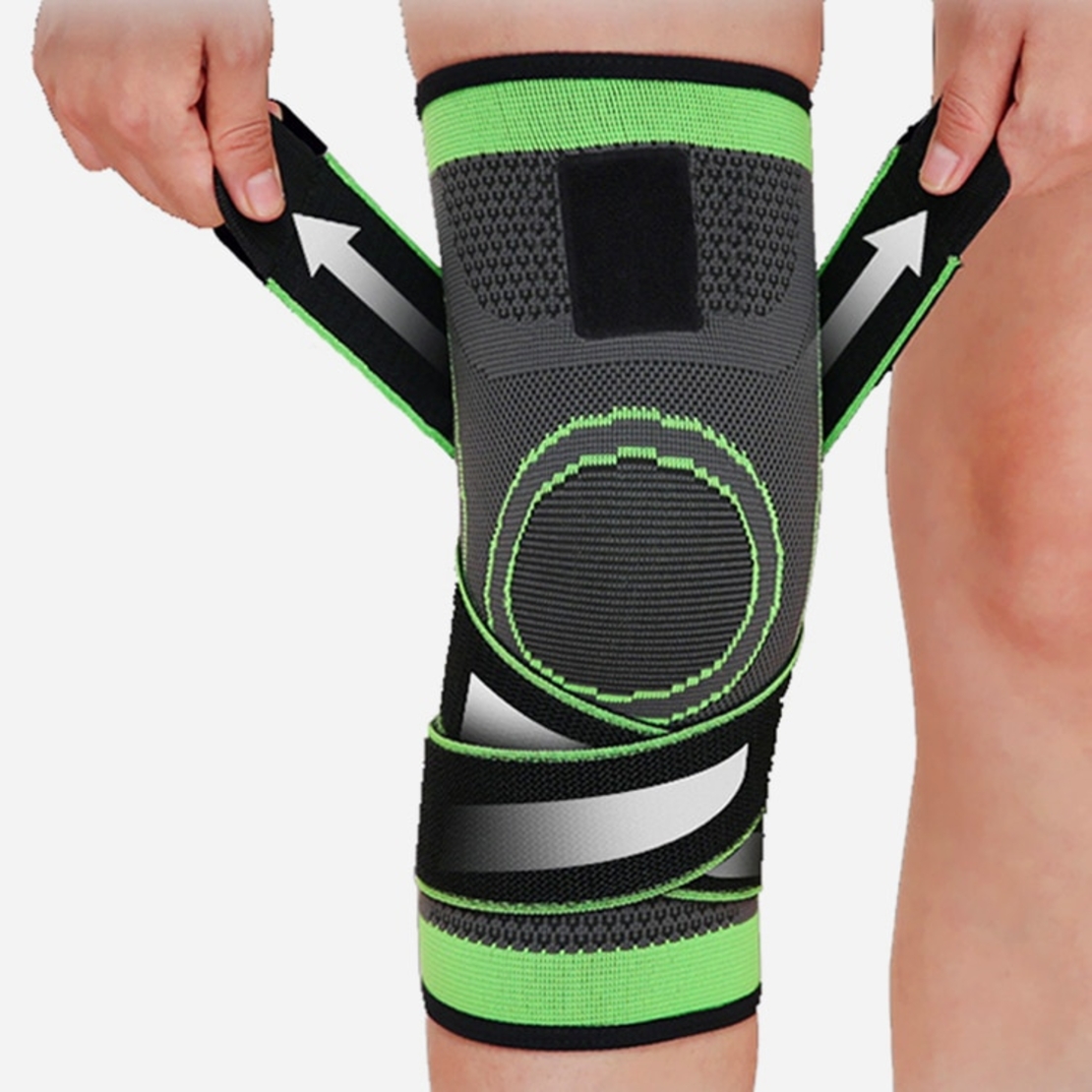 Genunchiera elastica ajustabila cu bretele flexibile, bandaj pentru compresie respirabila marca, 1 Bucata Verde cu Negru Marime XL, Neo™