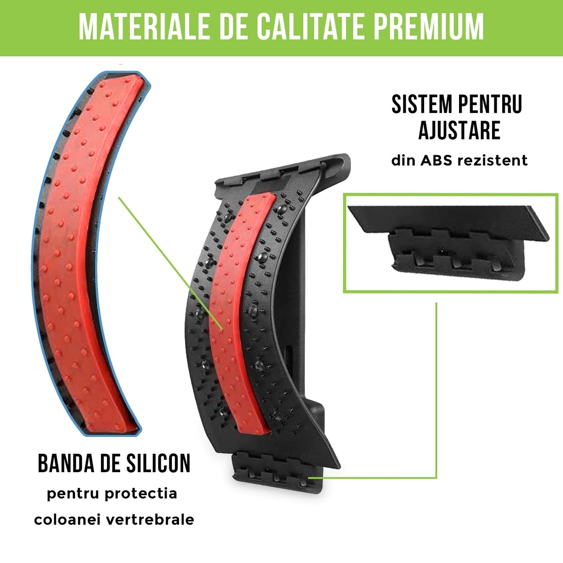 Dispozitiv de Masaj Lombar Neo™ cu Functie de Presopunctura si Stretching maxim 150 kg, Rosu