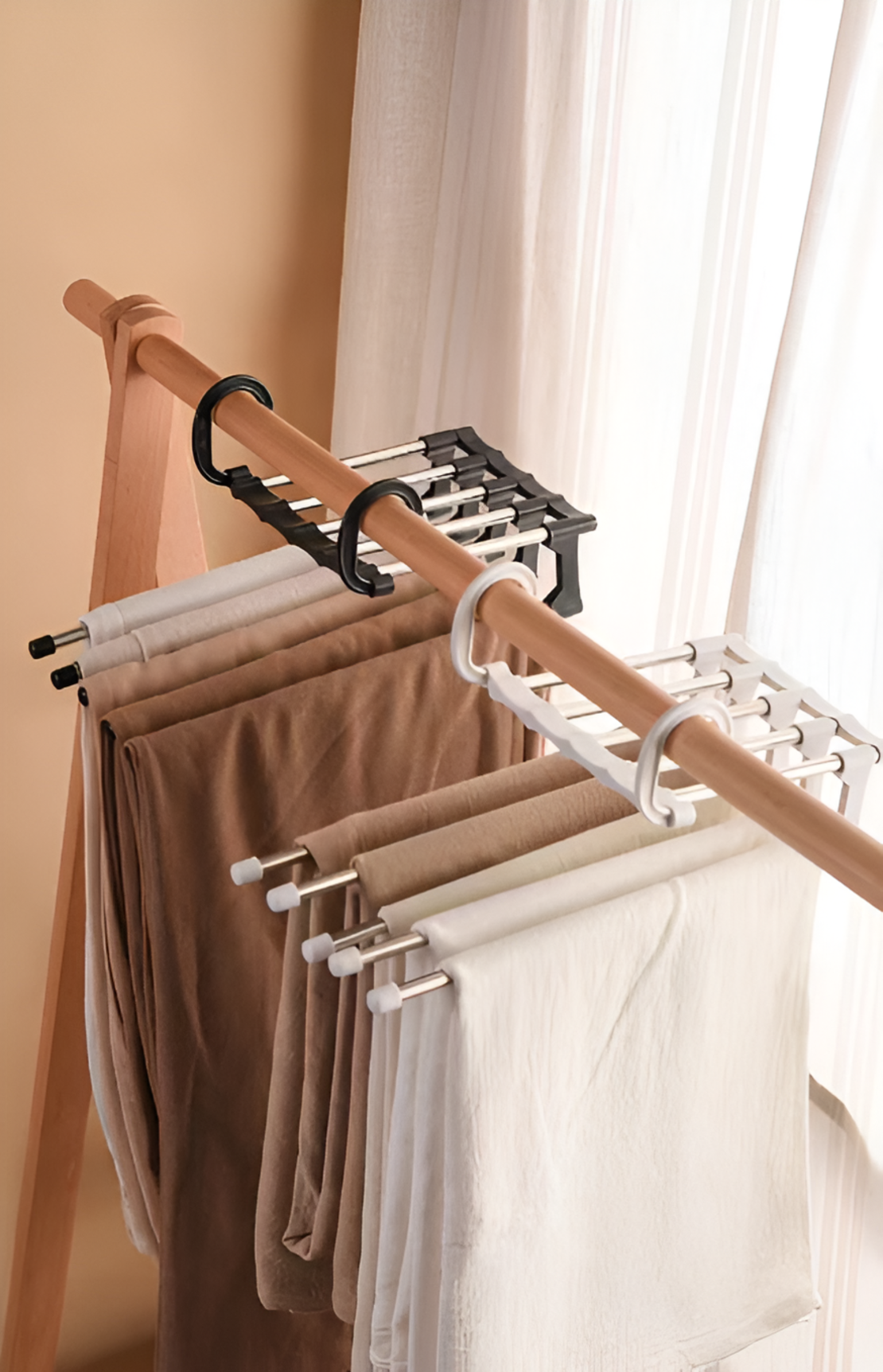 Umeras Neo™ pentru Pantaloni/Prosoape, Tip Cascada, 5 brate Extensibile, Negru
