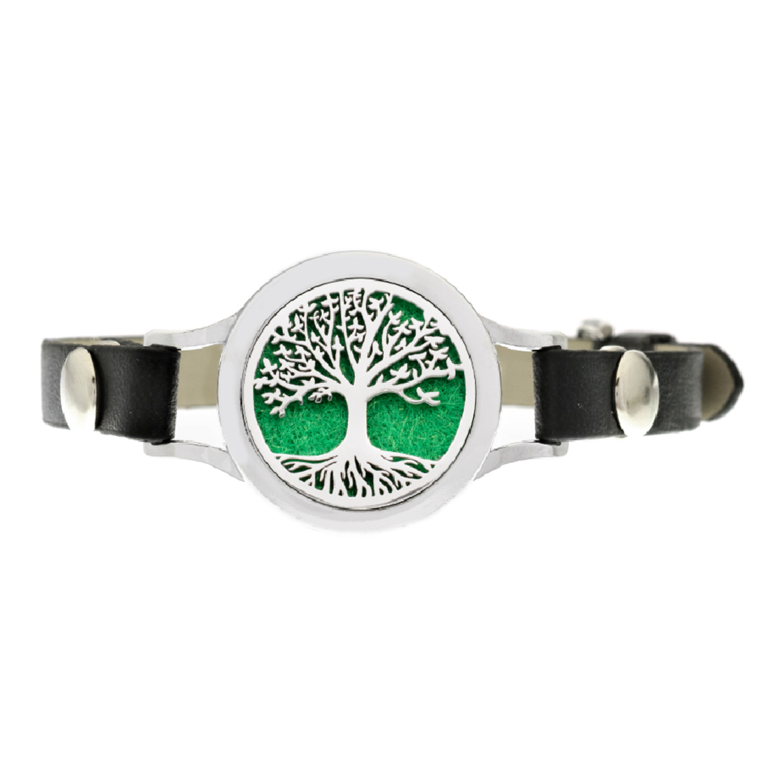 Bratara cu aromaterapie Neo™ WJ427, Tree of Life birds leaves, eco-friendly, aliaj de zinc si piele ecologica
