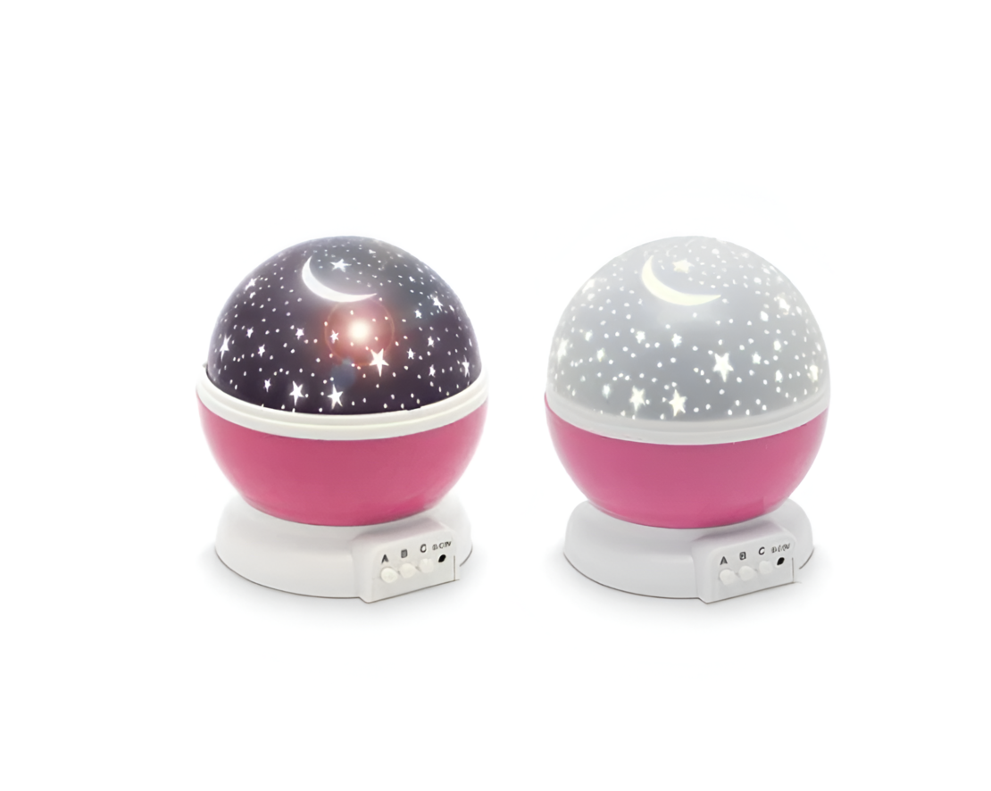 Lampa de Veghe pentru Copii cu Proiectii de Stele si Luna, Functie de Rotatie, Roz, Neo™