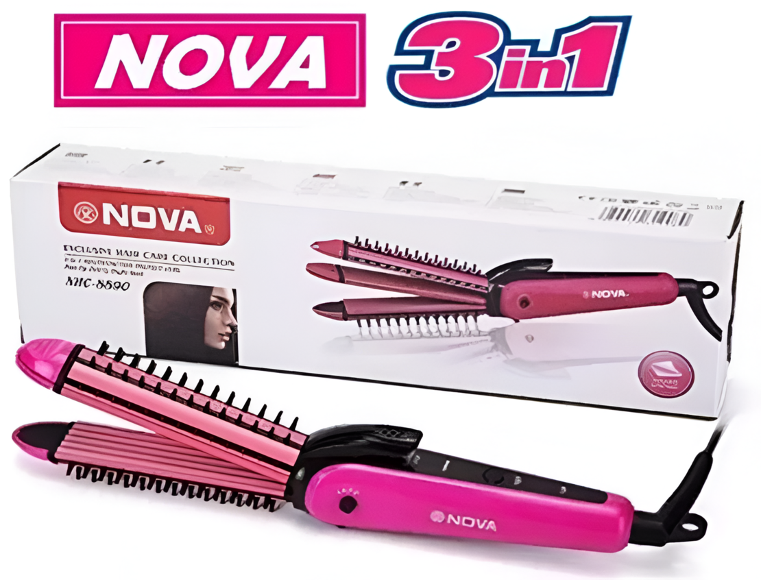 Placa de Par Profesionala NOVA NEO™, 3in1, Pentru Ondulat, Indreptat, Creponat, Roz