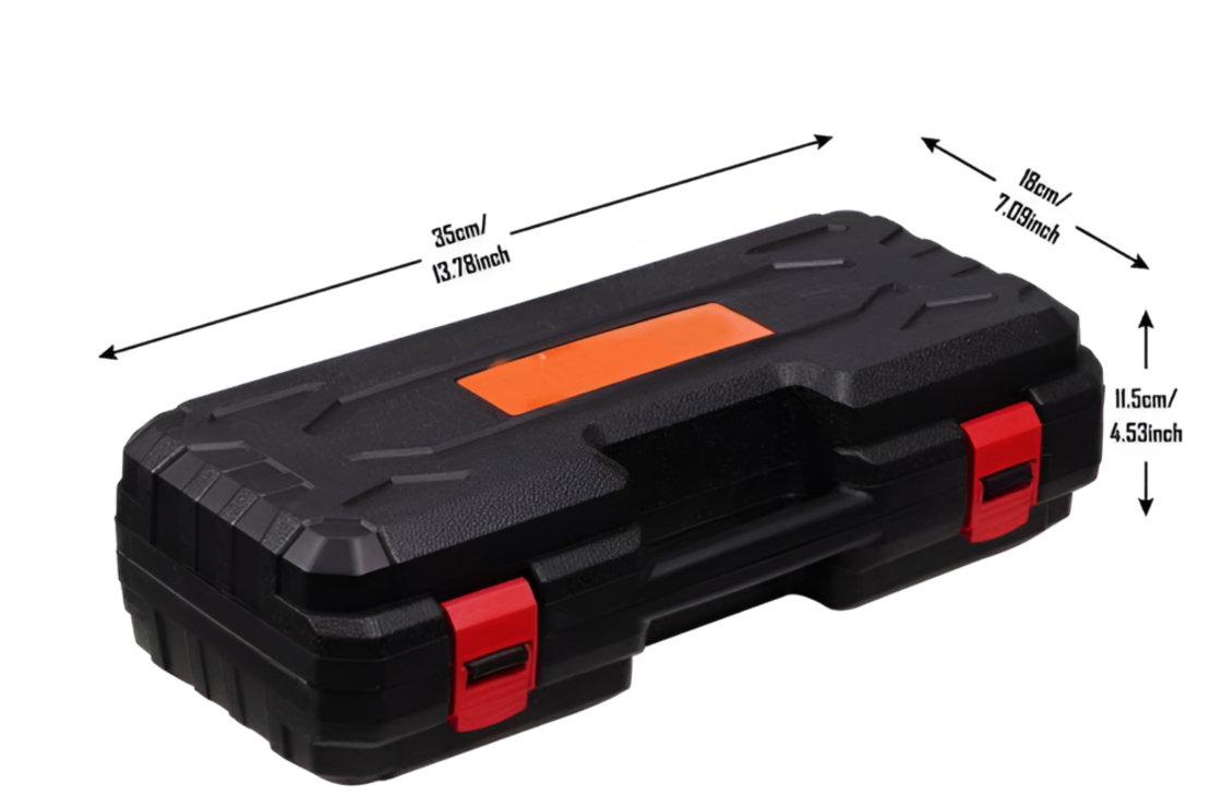 Mini Fierastrau cu Lant, 6 Inch, 1100 W, 2 baterii, 1 lant, Cutie de Instrumente Portabila, Negru, 24 V, Neo™