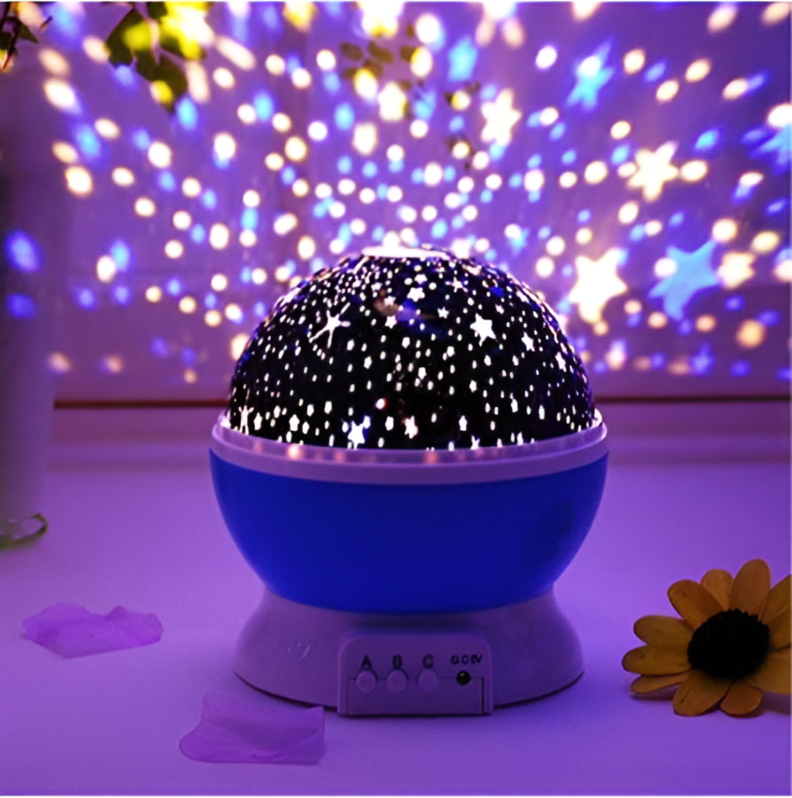 Lampa de Veghe pentru Copii cu Proiectii de Stele si Luna, Functie de Rotatie, Albastru, Neo™