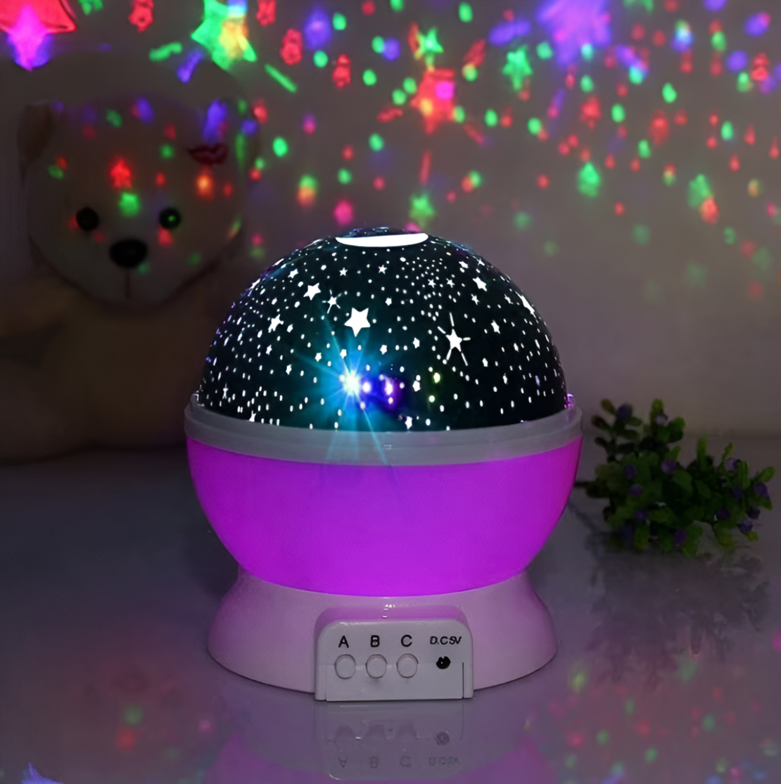 Lampa de Veghe pentru Copii cu Proiectii de Stele si Luna, Functie de Rotatie, Mov, Neo™
