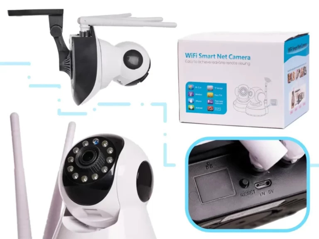 Camera de supraveghere HD cu rotire 360, WiFi, 3 Antene, cu Monitor Bebe Night Vision si Rotire Automata, Neo™ Camy-Cam®