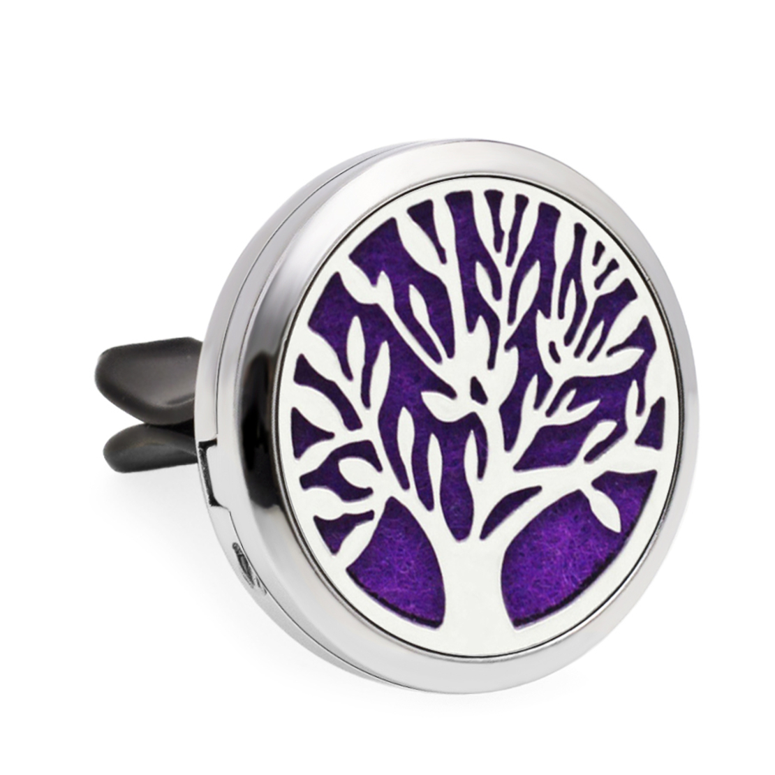 Difuzor auto aromoterapie Neo™ HG047, Tree of Life Optimist, 1 pad burete inclus, cu uleiuri esentiale, eco friendly, otel inoxidabil