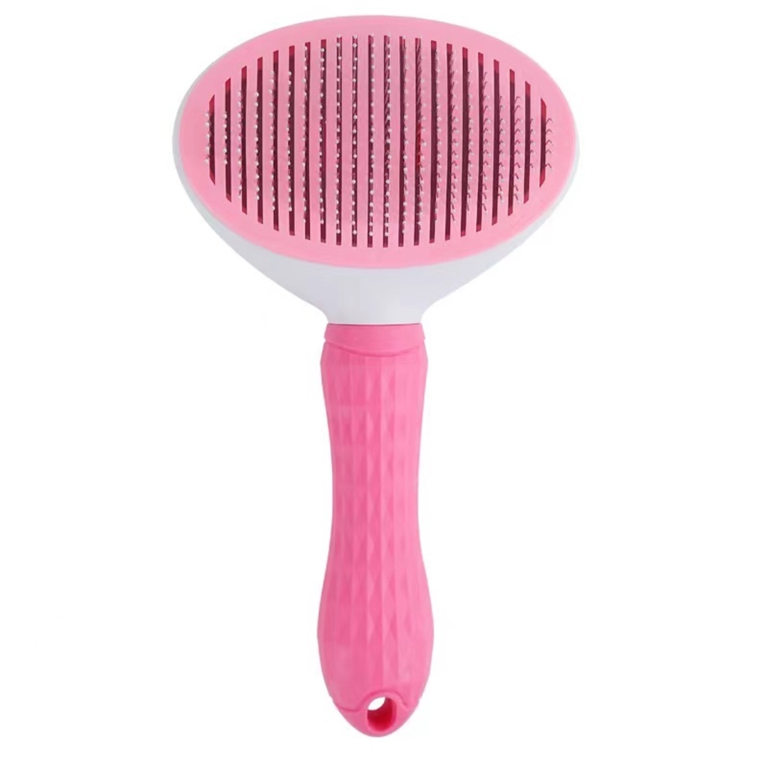 Perie cu buton auto-curatare pentru animale, Neo™ Pet-Pet®, utila in curatarea si ingrijirea parului, 20x10x6 cm, pisici, caini, iepuri, roz