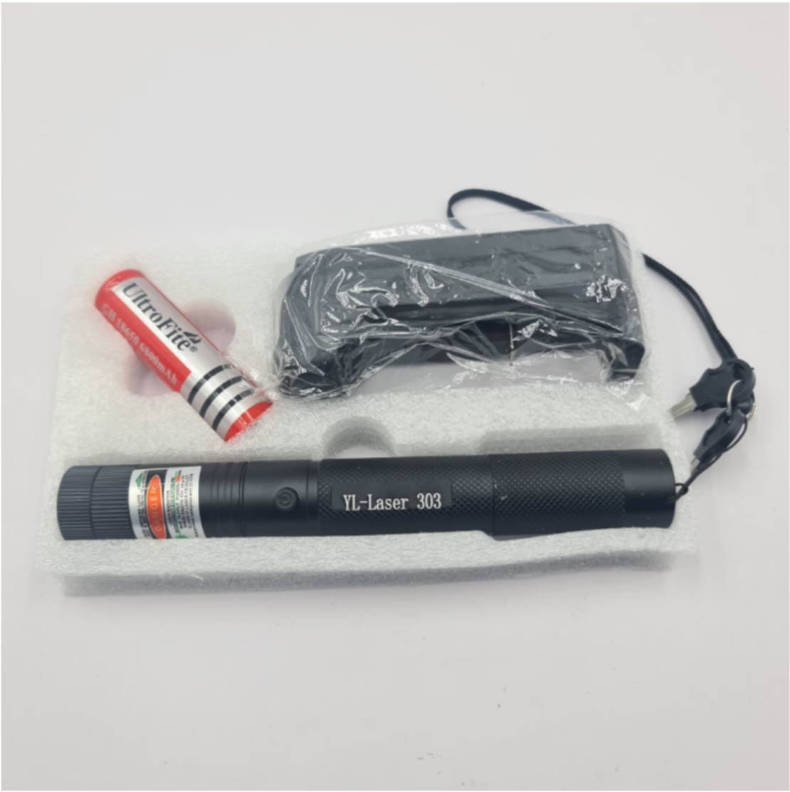 Laser Verde Neo™ cu Acumulator si Cheie de Blocare, 16 cm, Negru